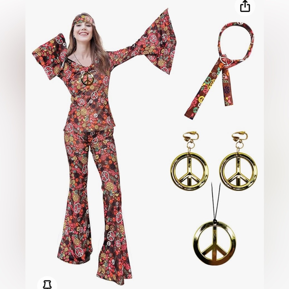 Women’s 6pc 70’s Hippie Outfit